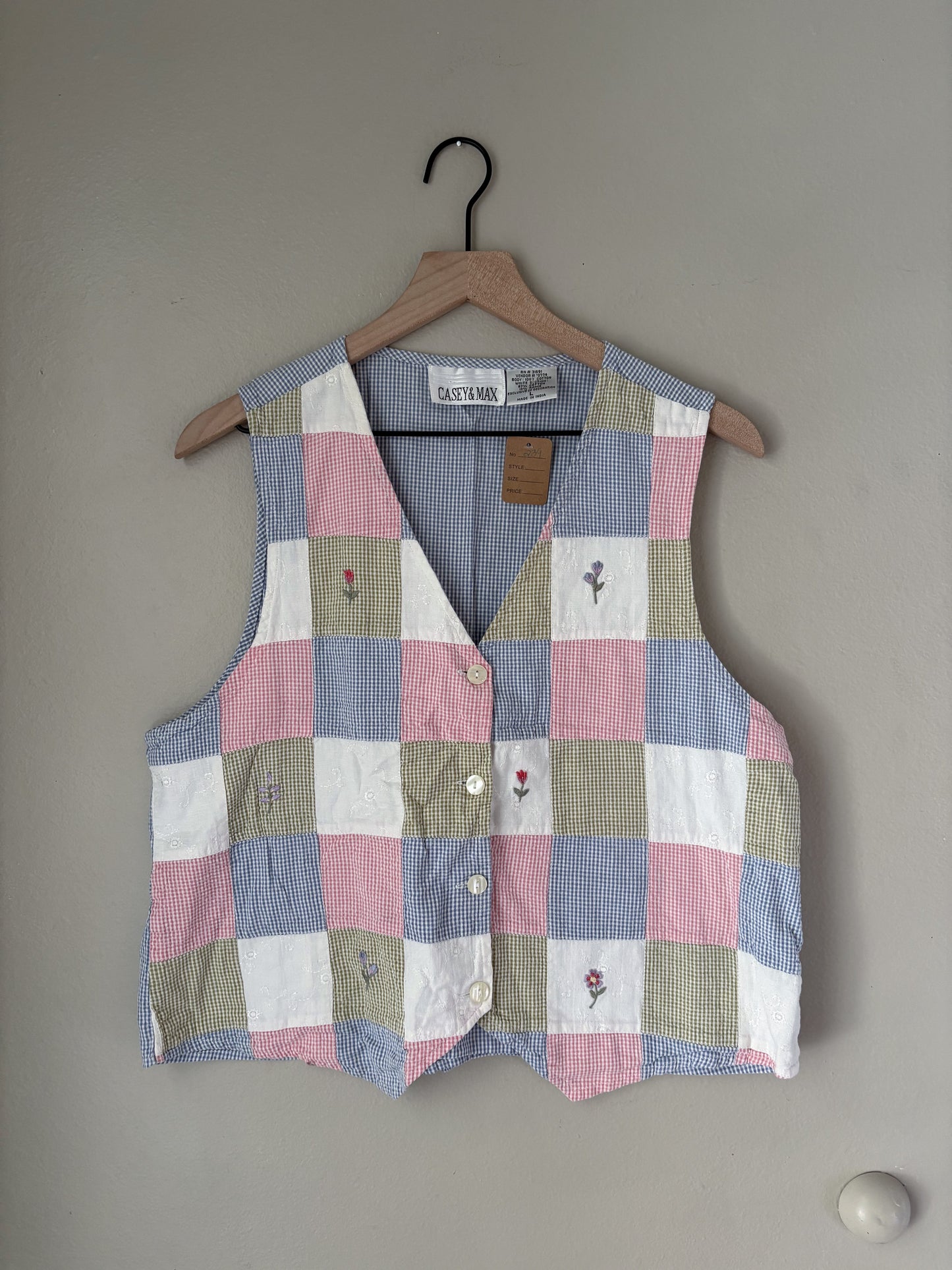 Vintage Gingham Floral Vest