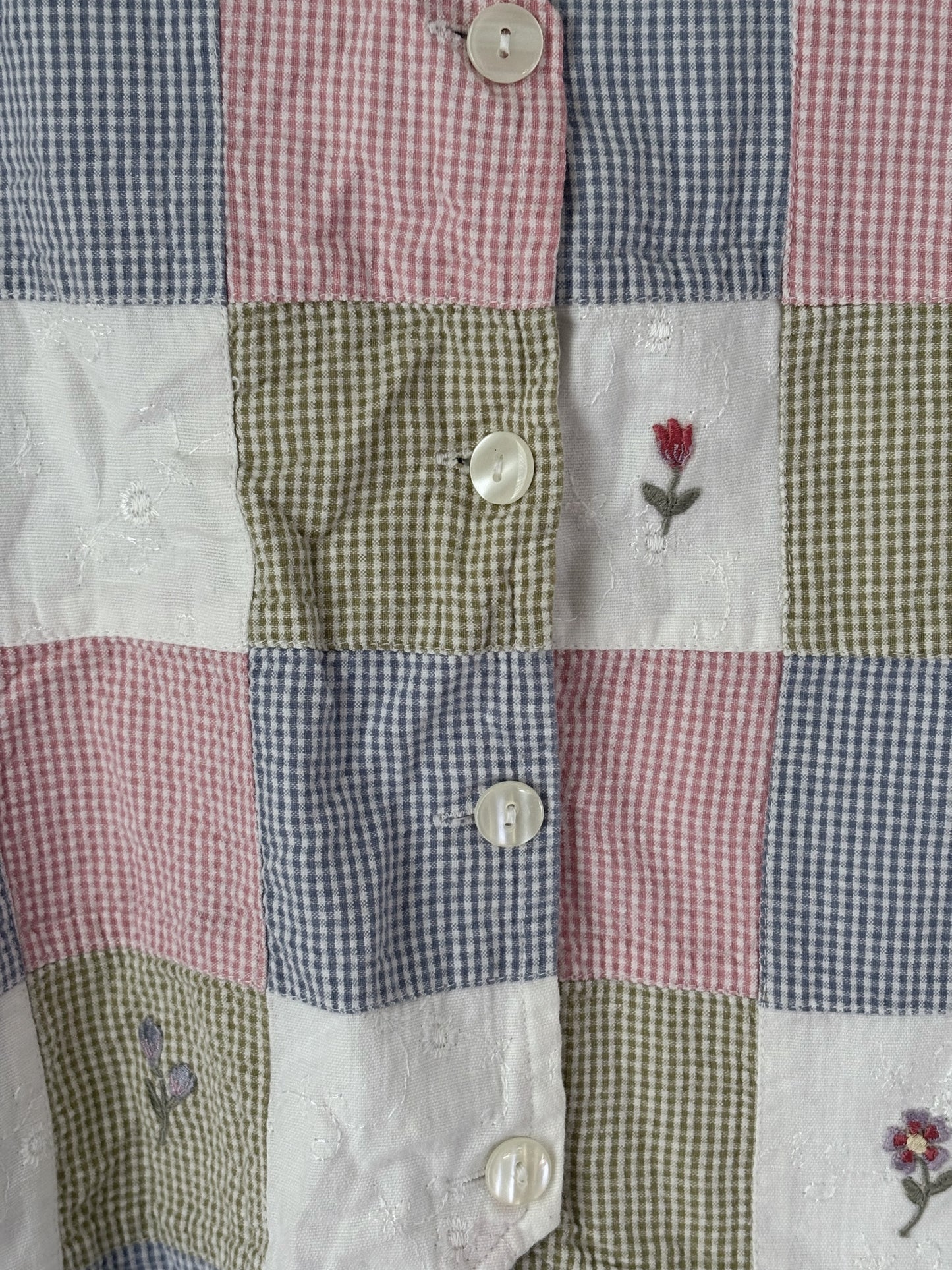 Vintage Gingham Floral Vest