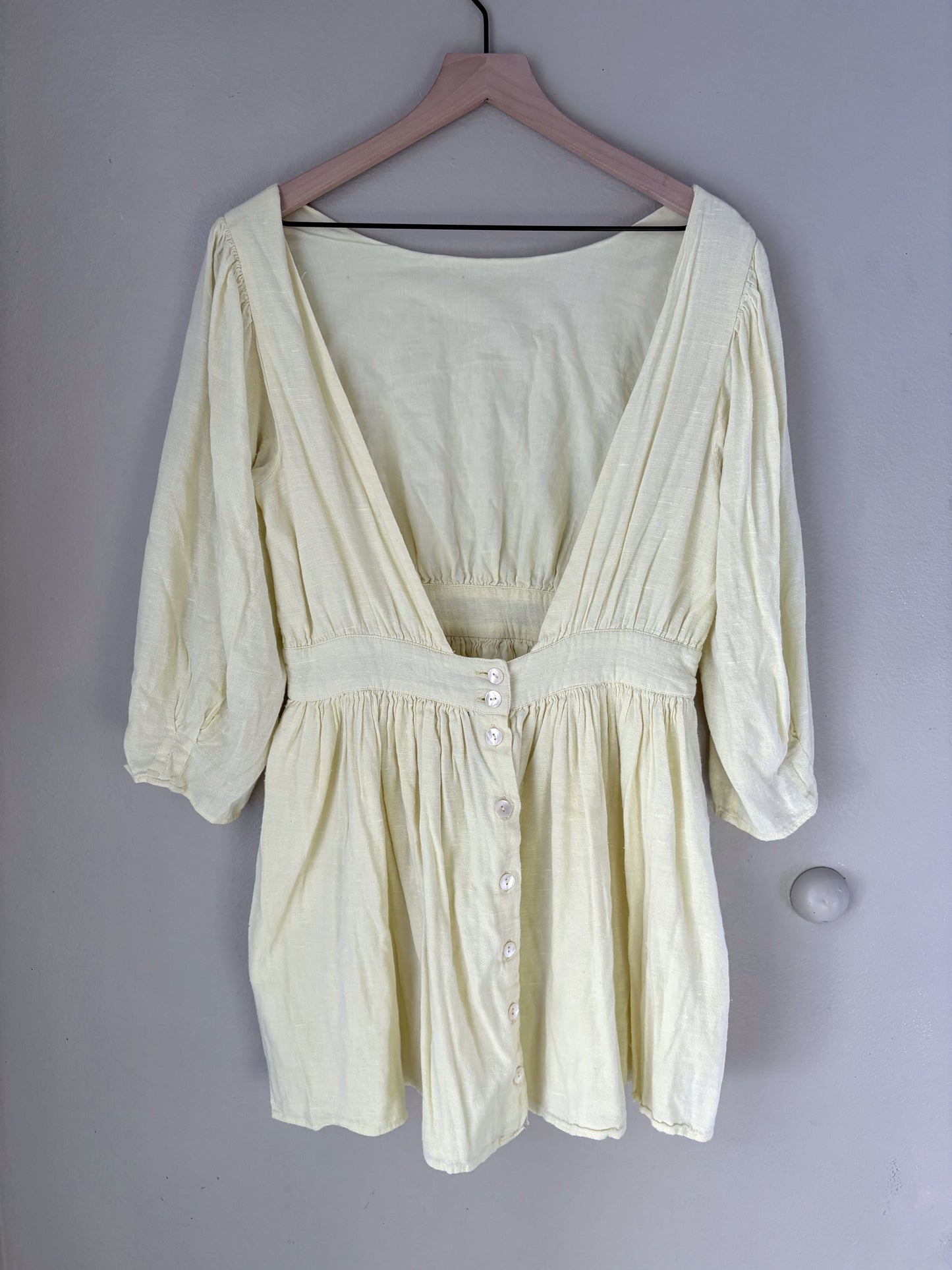 Free People Lemon Yellow Mini Dress