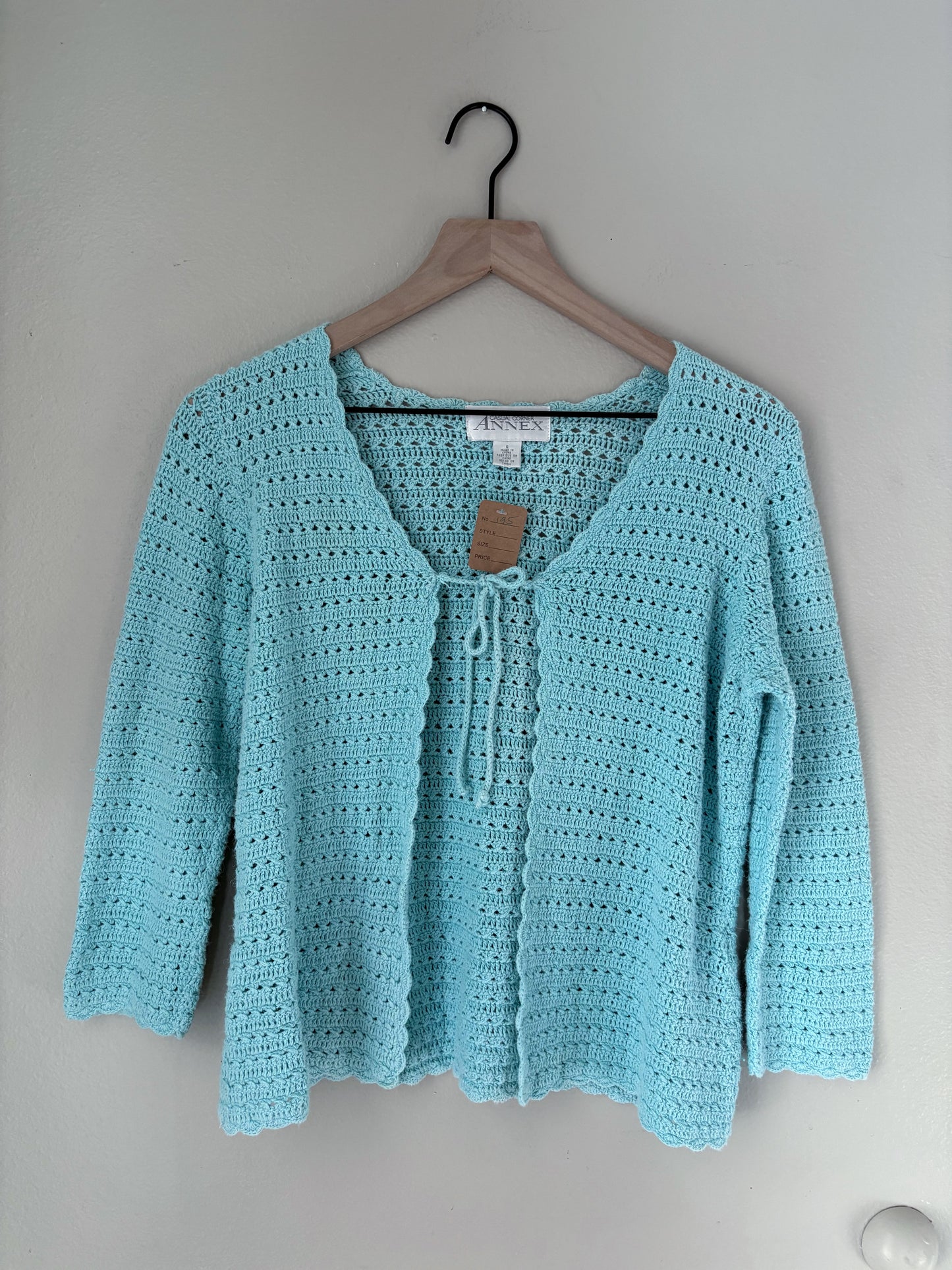 Vintage Crochet Front Tie Cardigan