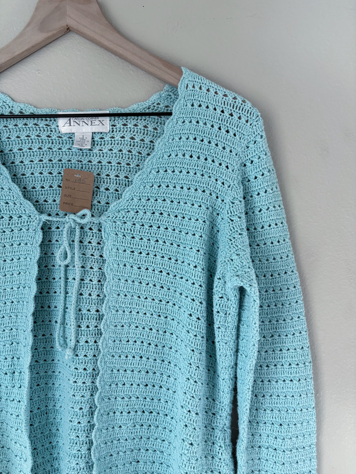 Vintage Crochet Front Tie Cardigan